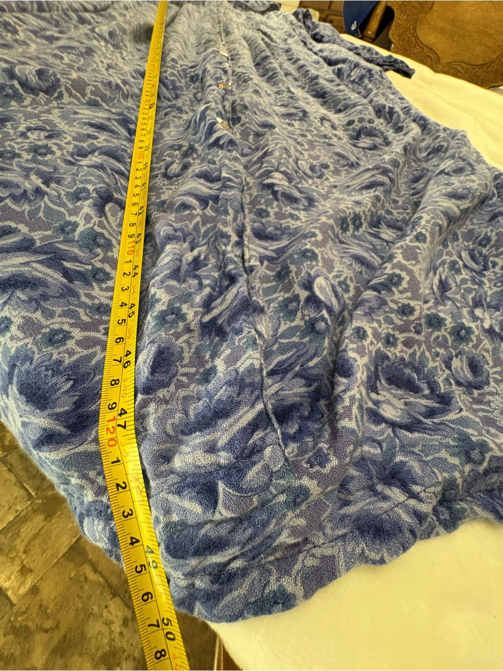 Vintage 90s April Cornell Province Indigo Floral Rayon Maxi Dress S prairie cttg - Picture 10 of 11